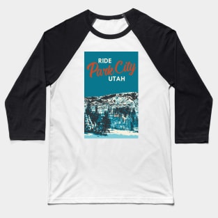 Park City Utah Vintage Snowboarding Poster Baseball T-Shirt